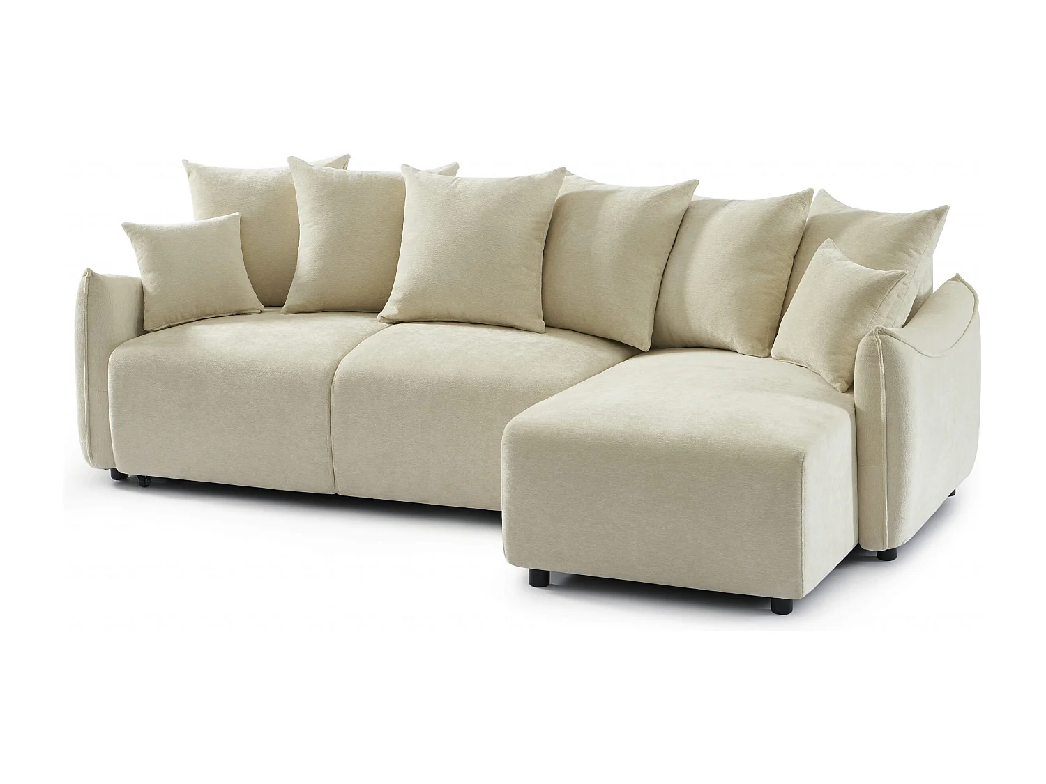 Canapé d'angle réversible convertible tissu 4 places beige LYORA