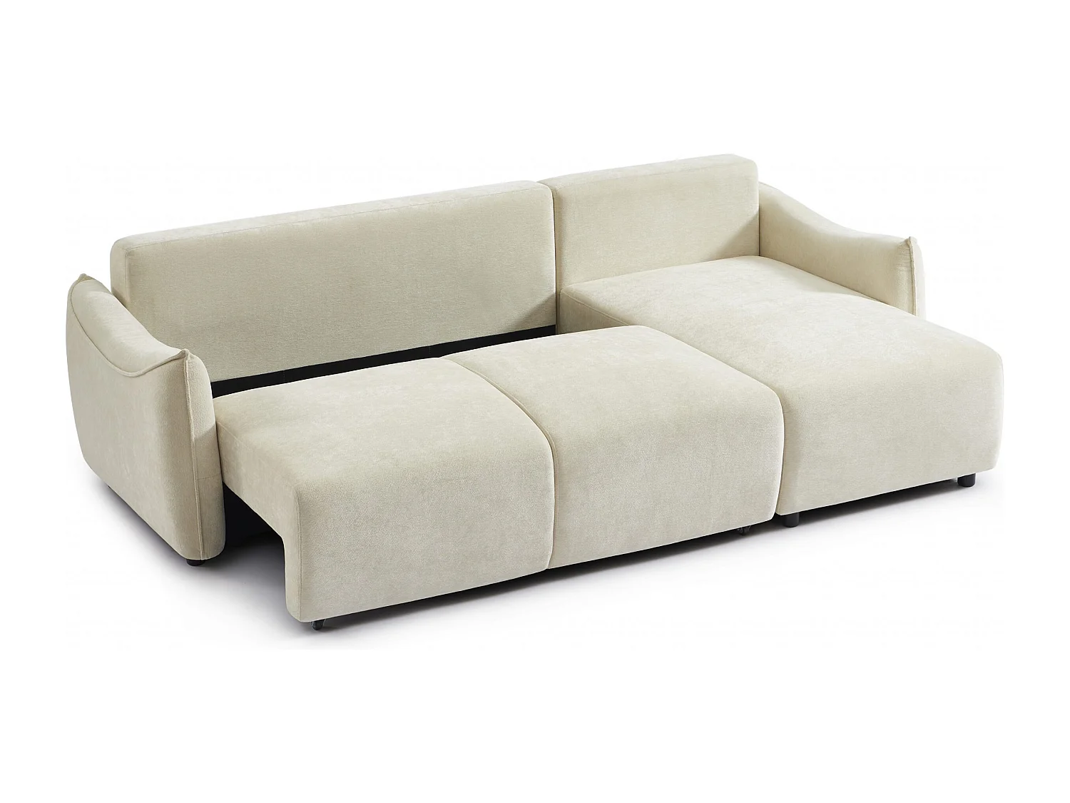 Canapé d'angle réversible convertible tissu 4 places beige LYORA