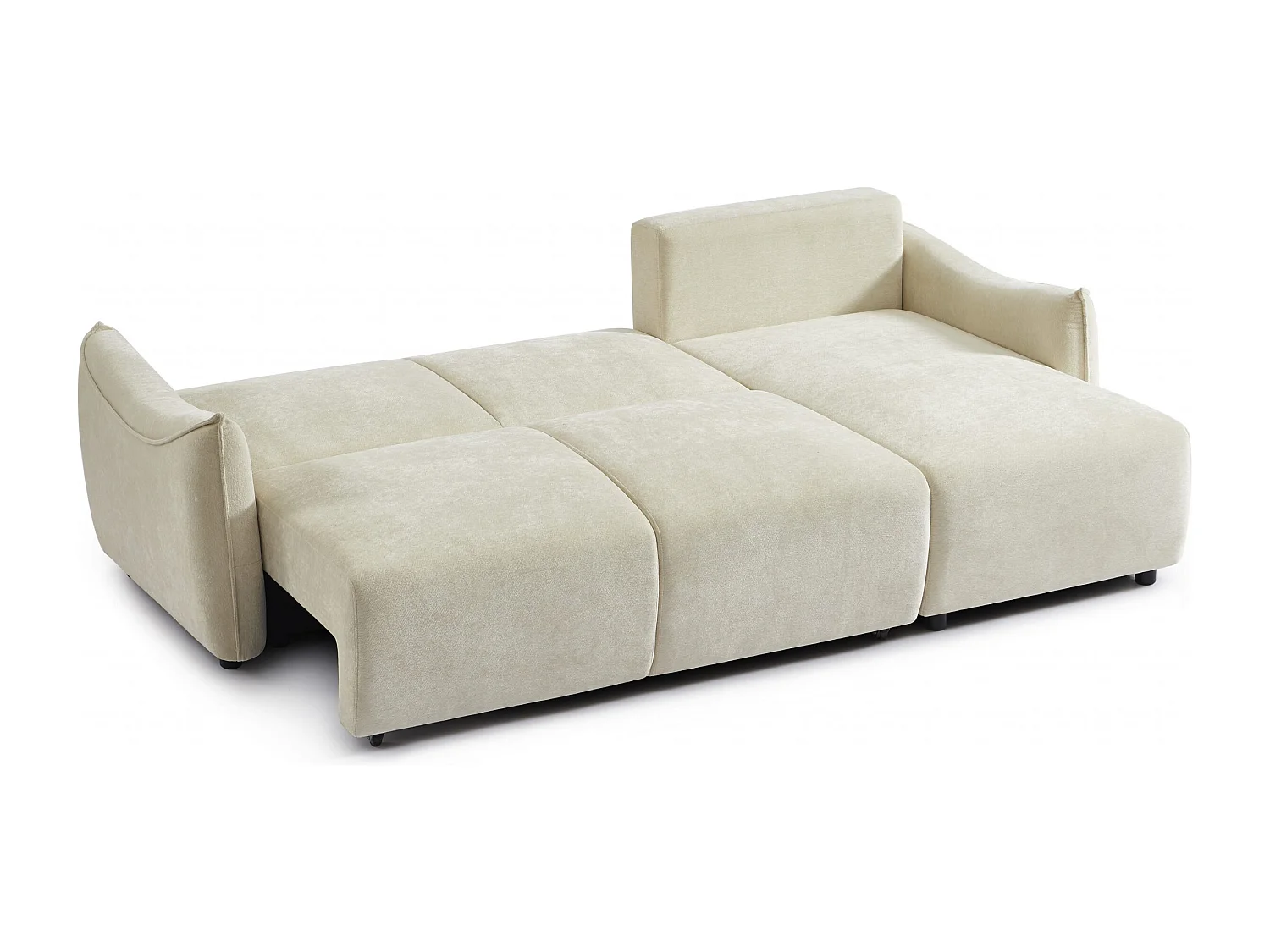 Canapé d'angle réversible convertible tissu 4 places beige LYORA