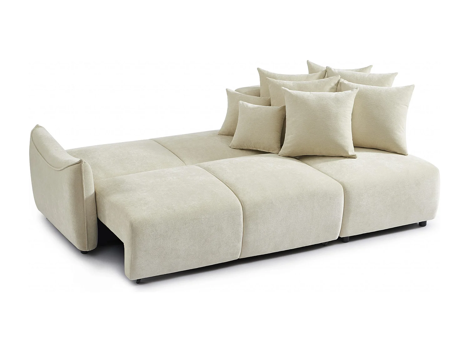 Canapé d'angle réversible convertible tissu 4 places beige LYORA