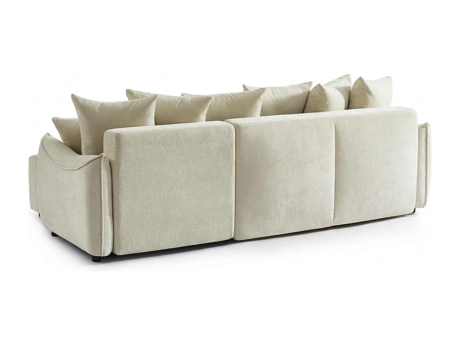 Canapé d'angle réversible convertible tissu 4 places beige LYORA