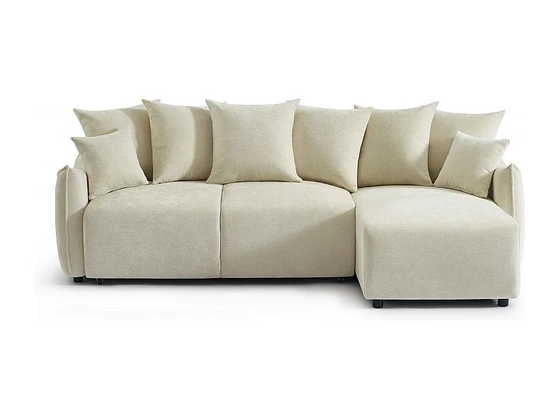 Canapé d'angle réversible convertible tissu 4 places beige LYORA