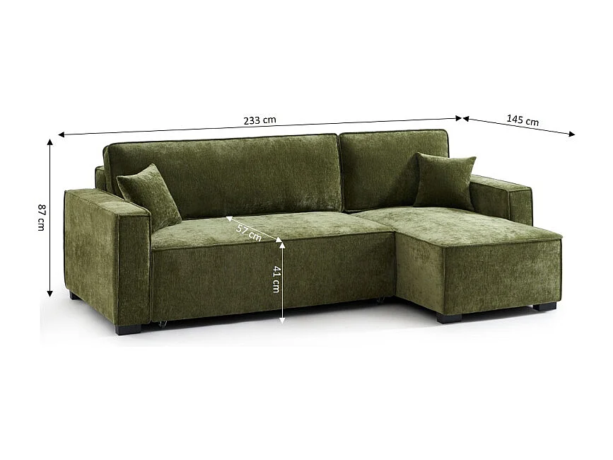 Canapé d'angle réversible convertible tissu 4 places vert ORYON