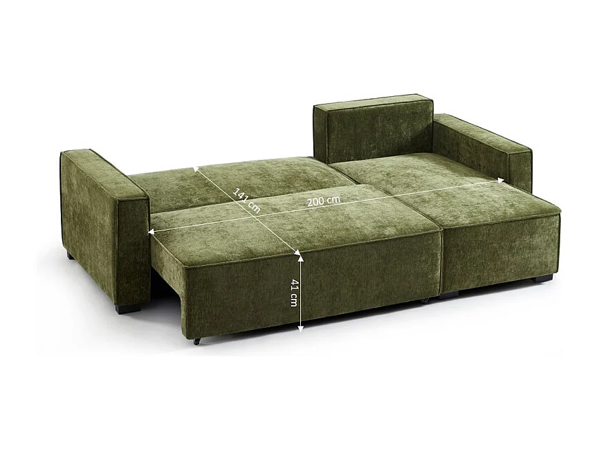 Canapé d'angle réversible convertible tissu 4 places vert ORYON