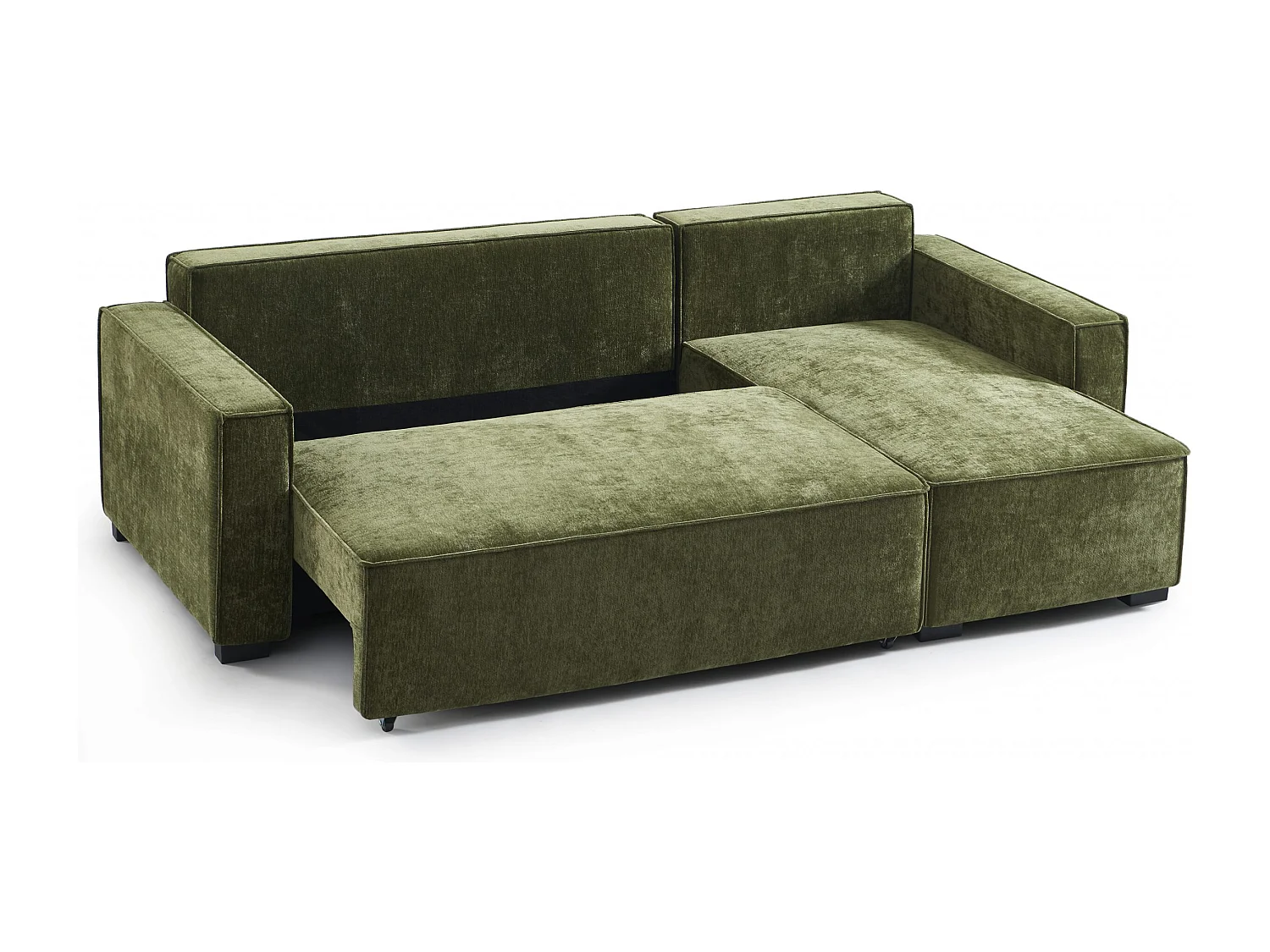 Canapé d'angle réversible convertible tissu 4 places vert ORYON