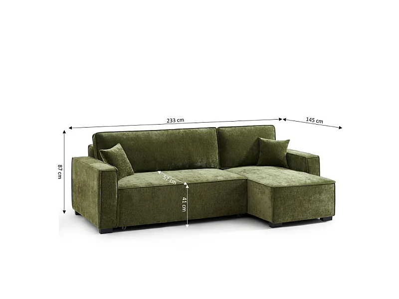 Canapé d'angle réversible convertible tissu 4 places vert ORYON