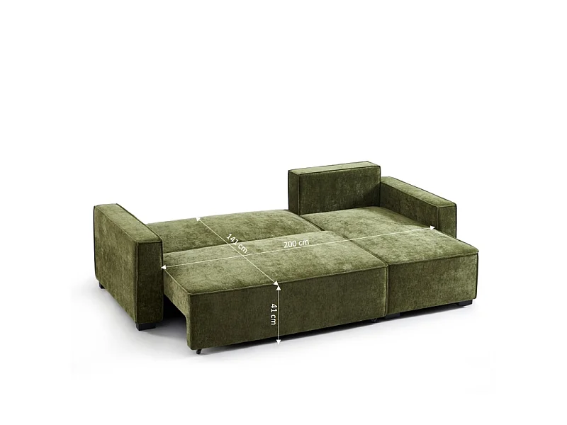Canapé d'angle réversible convertible tissu 4 places vert ORYON