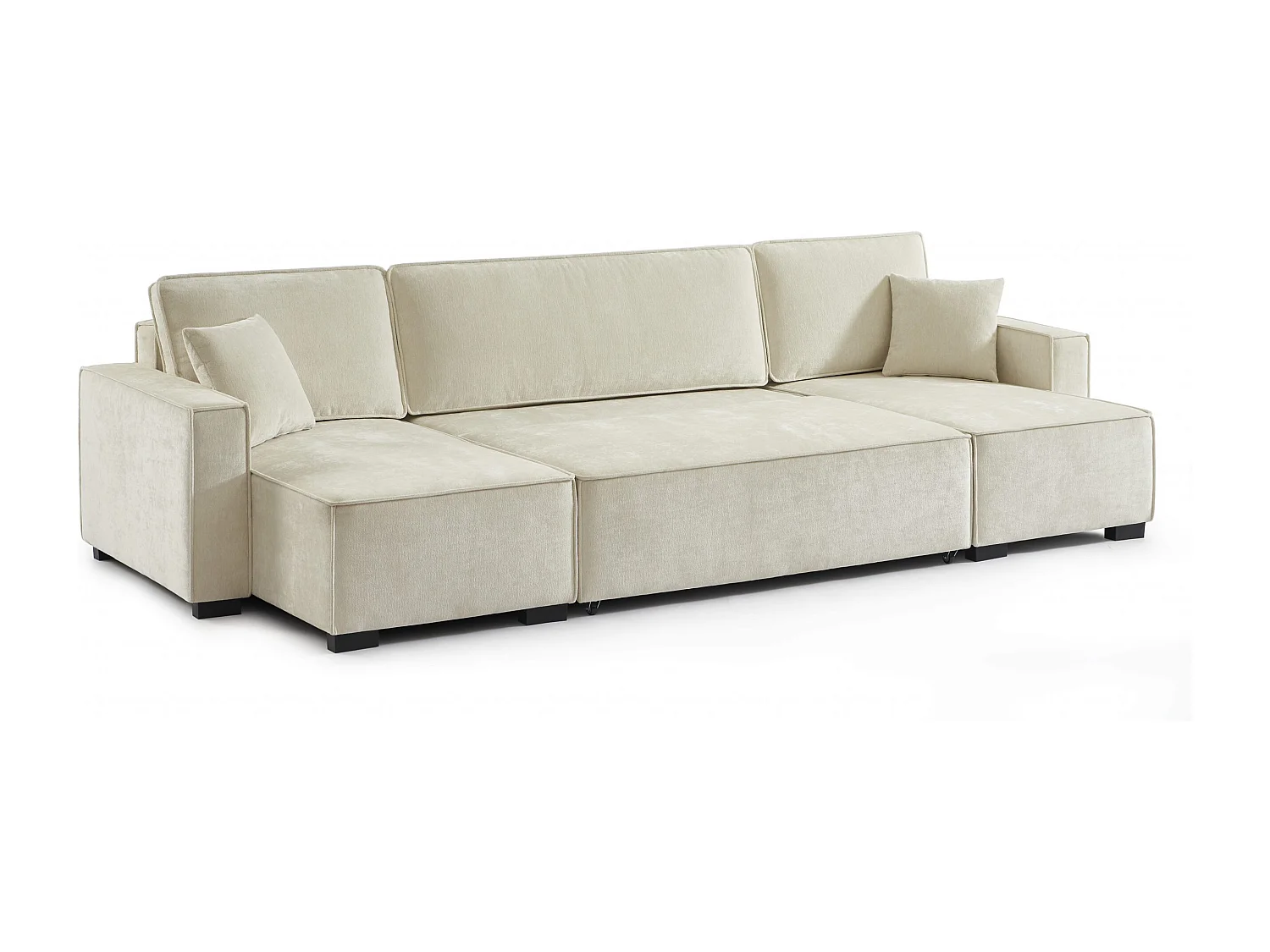 Canapé panoramique convertible tissu 6 places beige ORYON