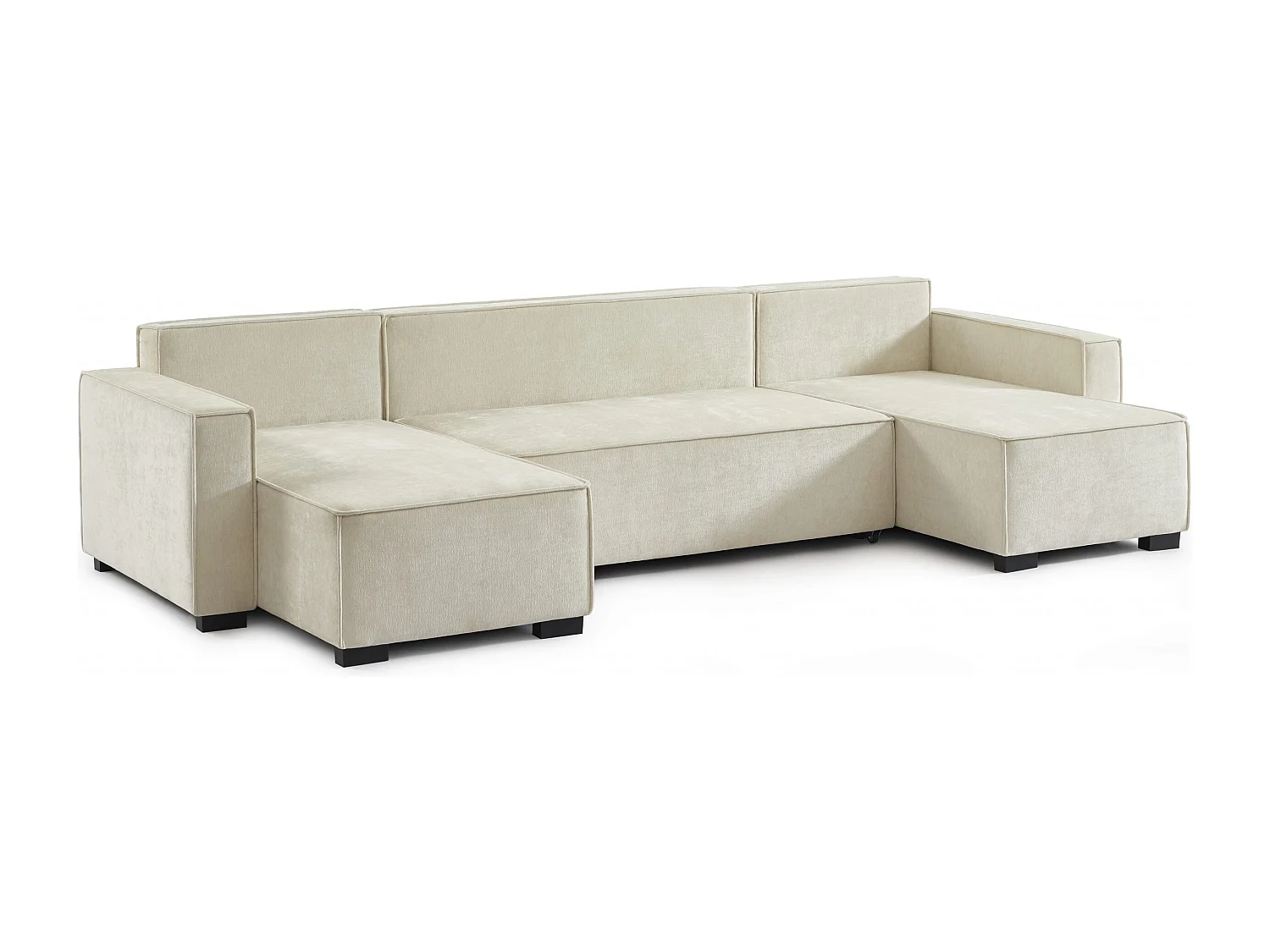 Canapé panoramique convertible tissu 6 places beige ORYON