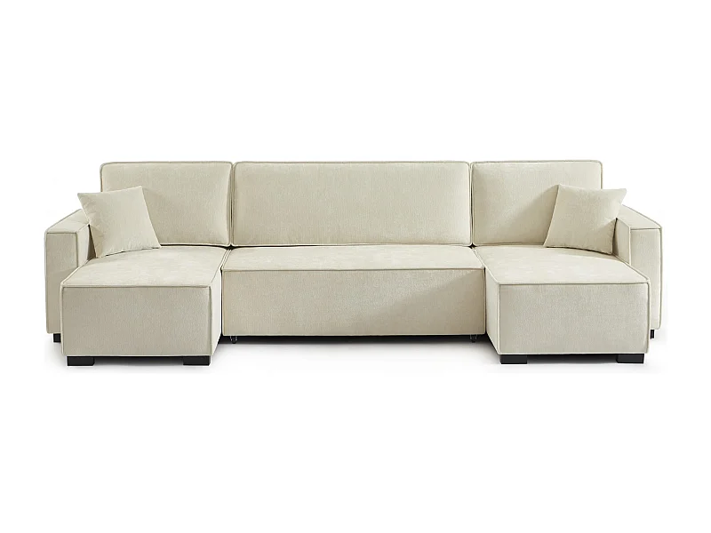 Canapé panoramique convertible tissu 6 places beige ORYON