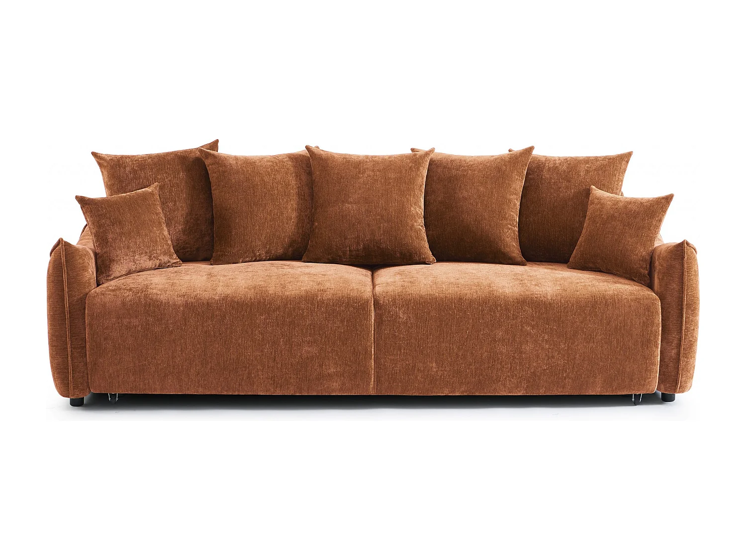 Canapé droit convertible tissu 3 places terracotta LYORA