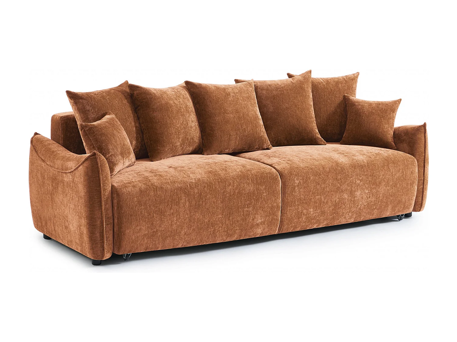 Canapé droit convertible tissu 3 places terracotta LYORA