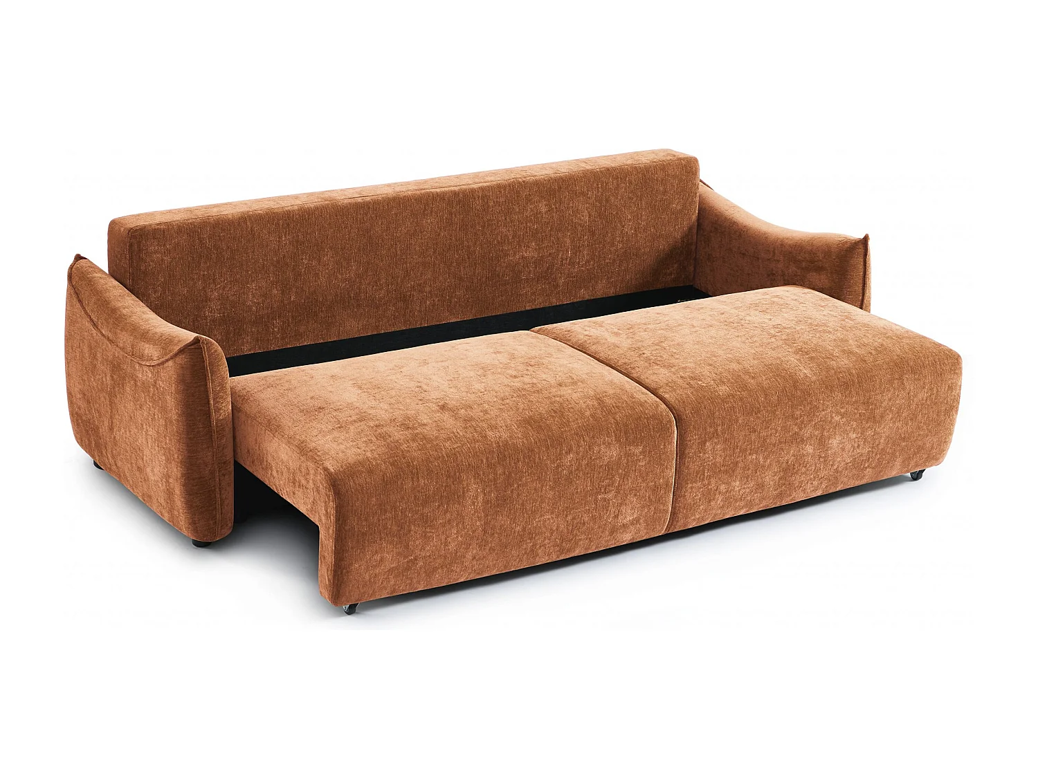 Canapé droit convertible tissu 3 places terracotta LYORA