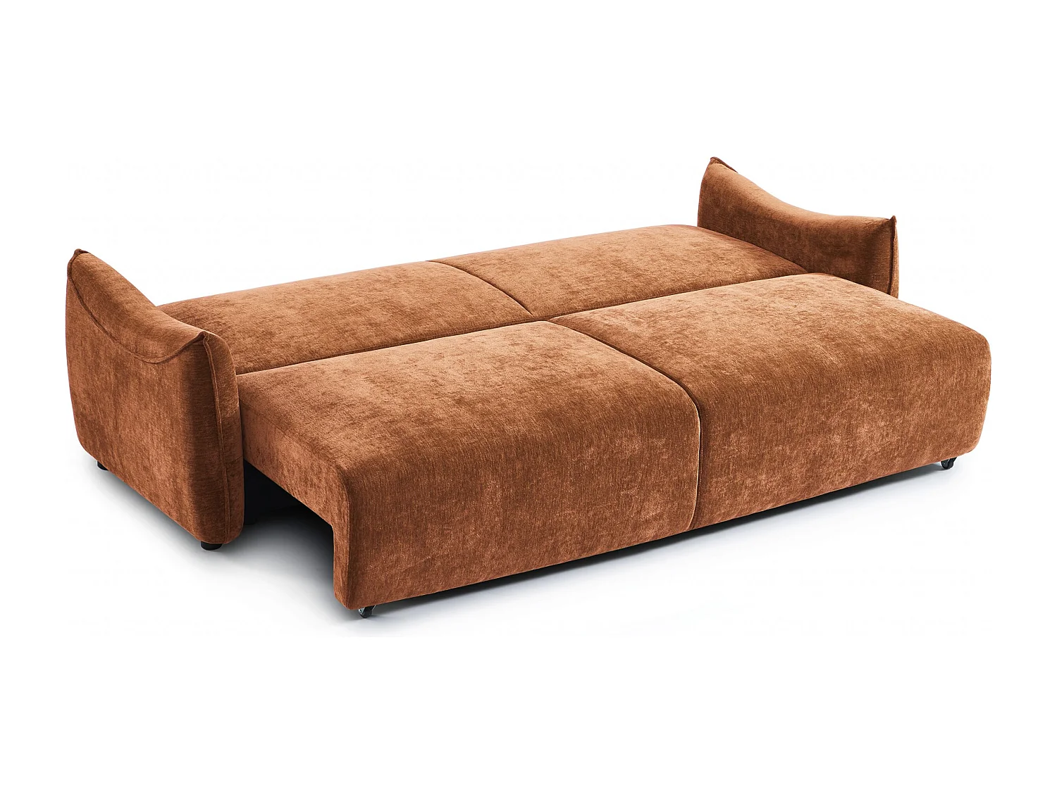 Canapé droit convertible tissu 3 places terracotta LYORA