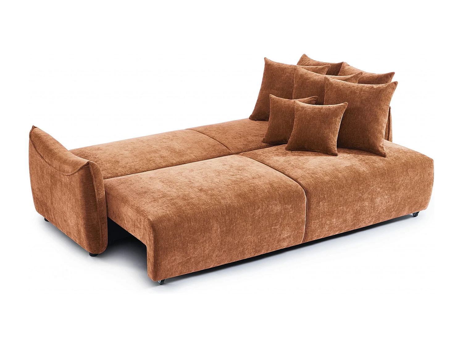 Canapé droit convertible tissu 3 places terracotta LYORA