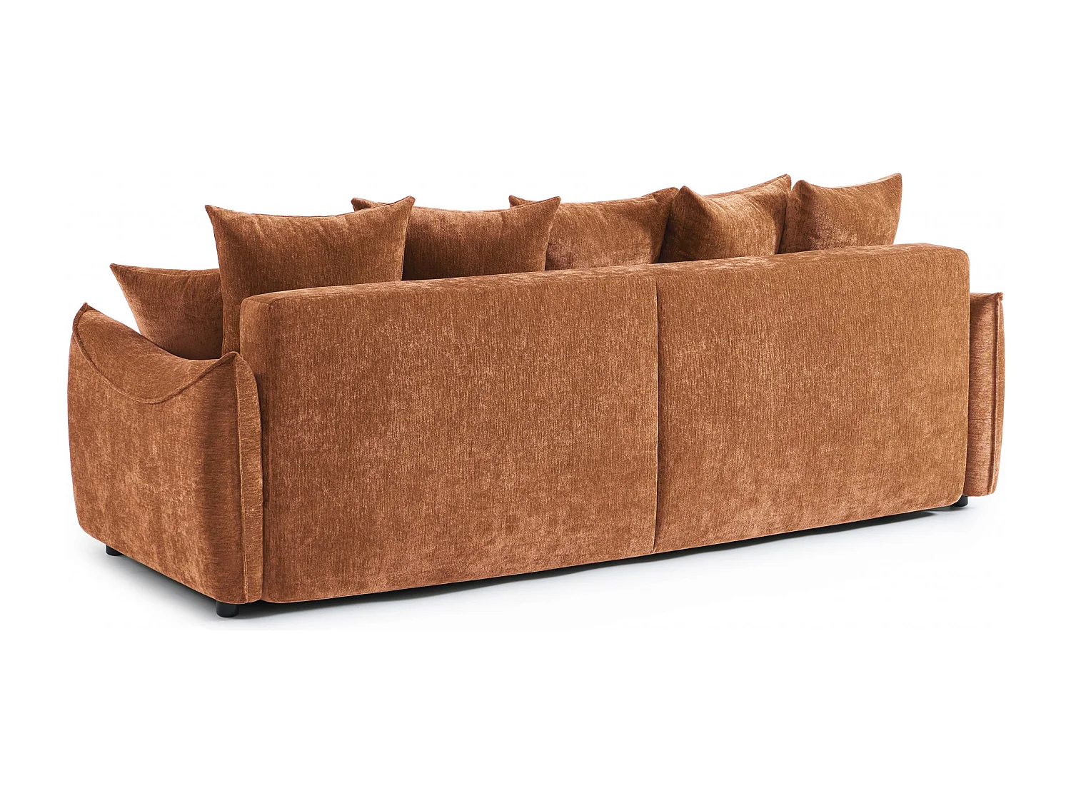 Canapé droit convertible tissu 3 places terracotta LYORA
