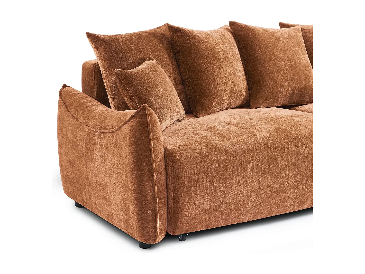 Canapé droit convertible tissu 3 places terracotta LYORA