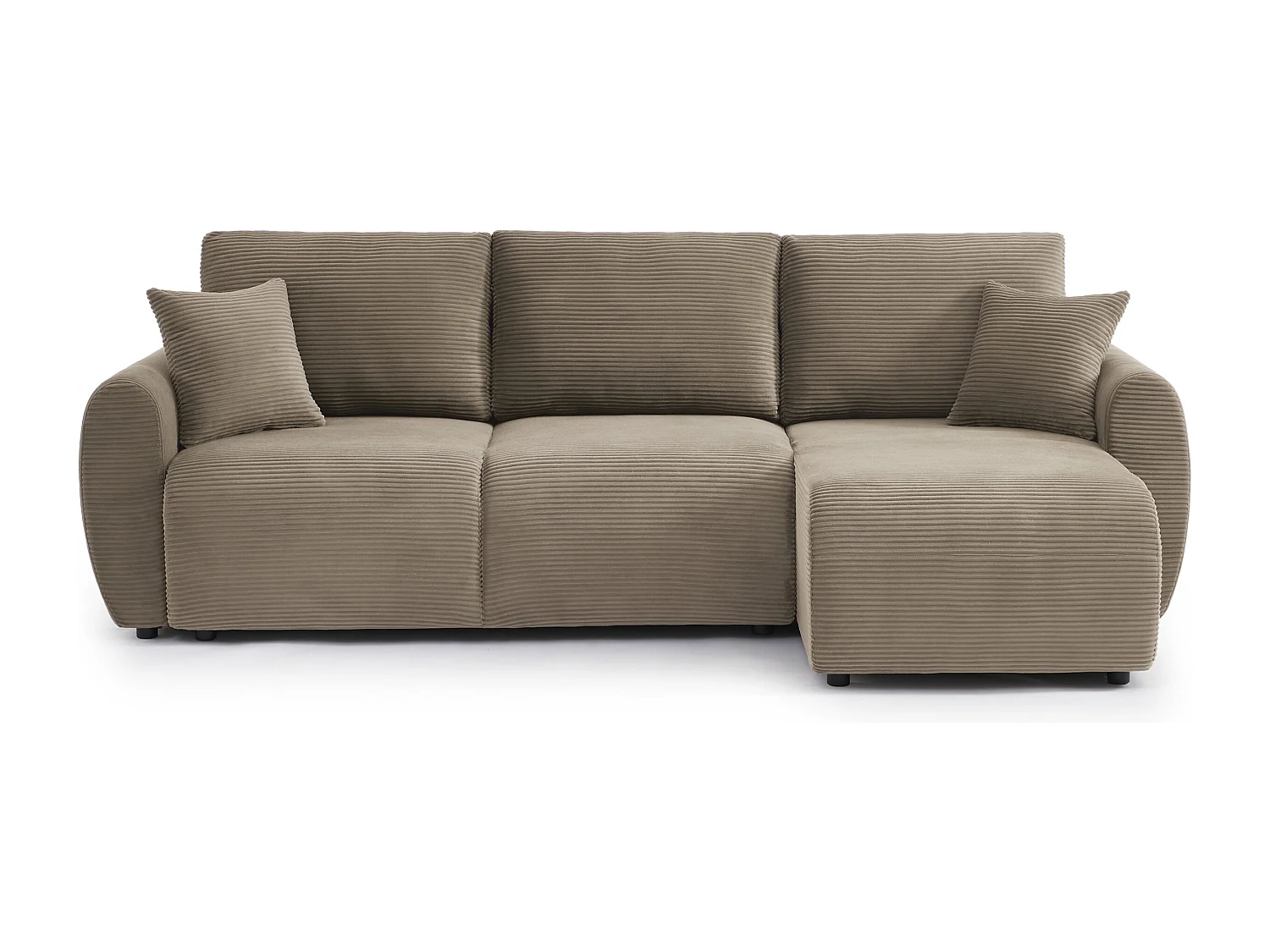 Canapé d'angle réversible convertible velours côtelé 4 places taupe KALYS