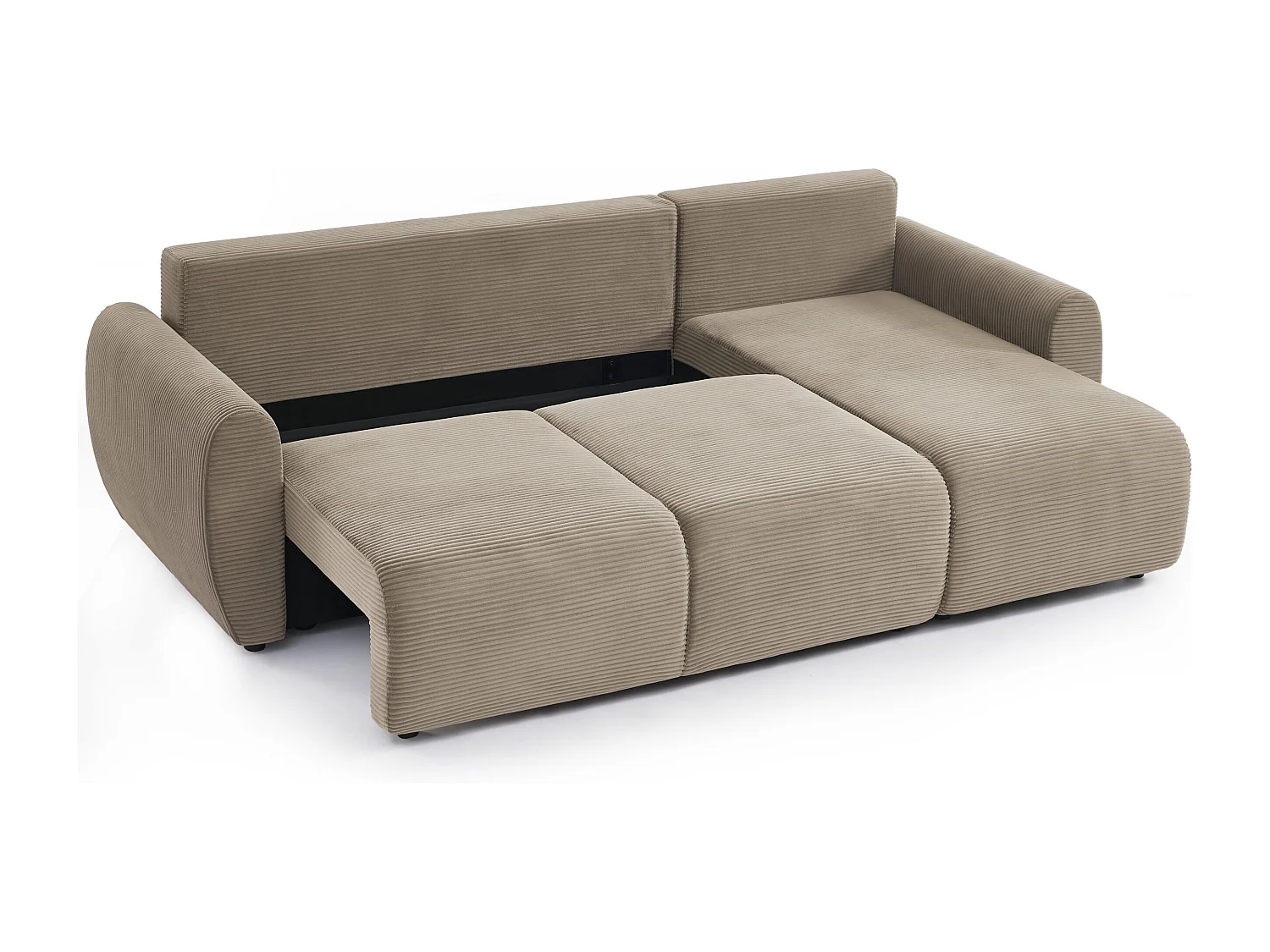 Canapé d'angle réversible convertible velours côtelé 4 places taupe KALYS