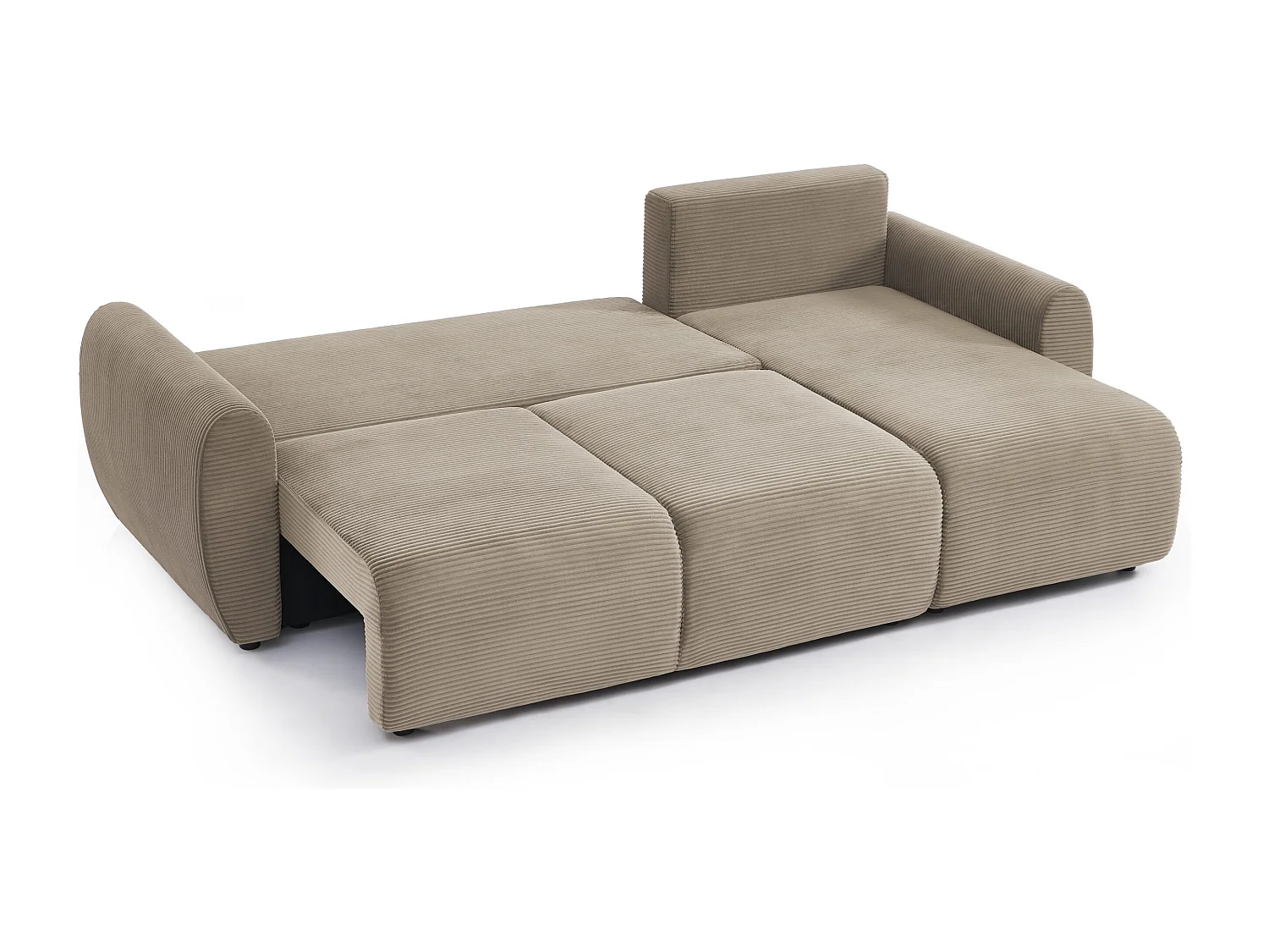 Canapé d'angle réversible convertible velours côtelé 4 places taupe KALYS