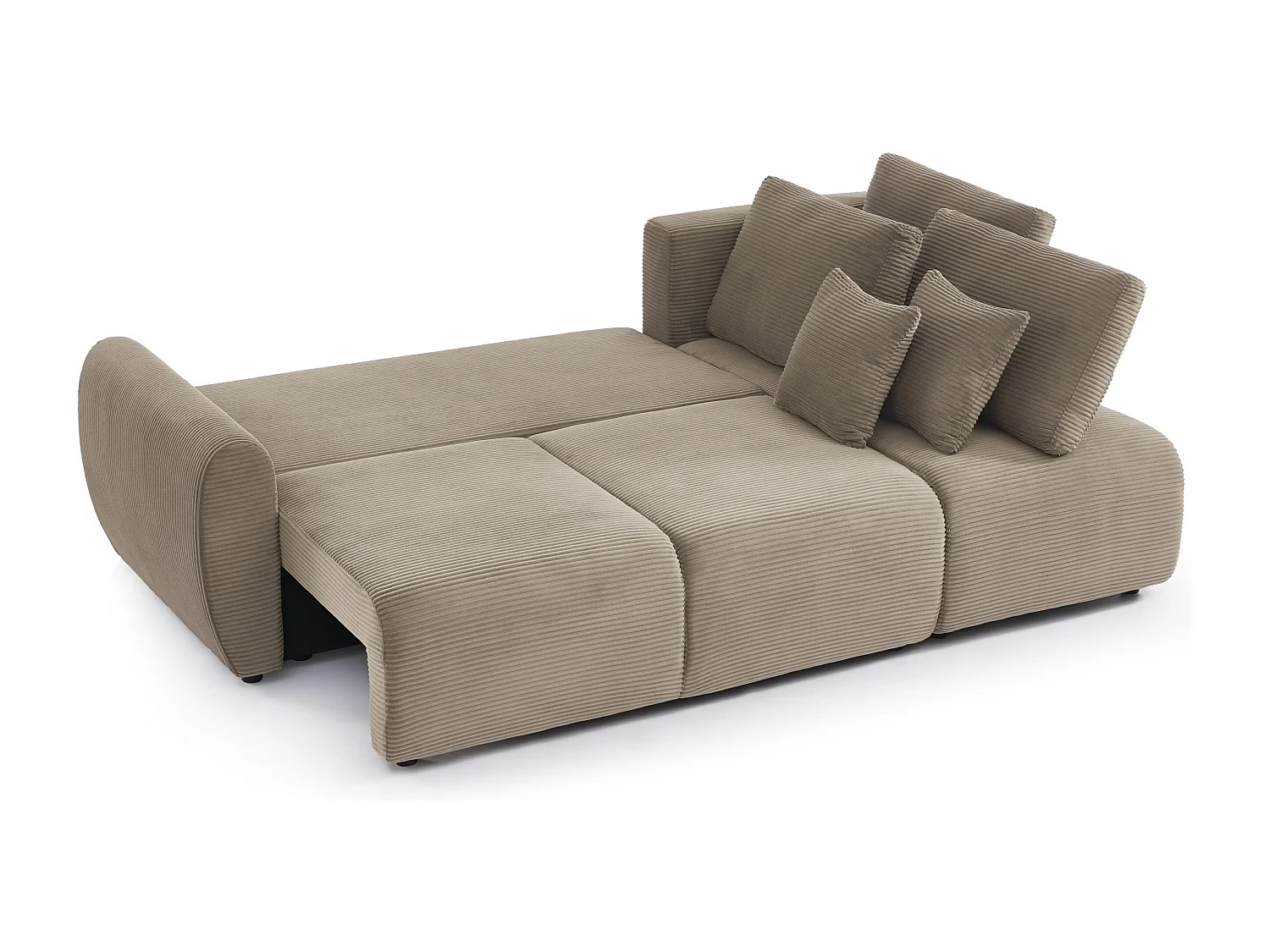 Canapé d'angle réversible convertible velours côtelé 4 places taupe KALYS