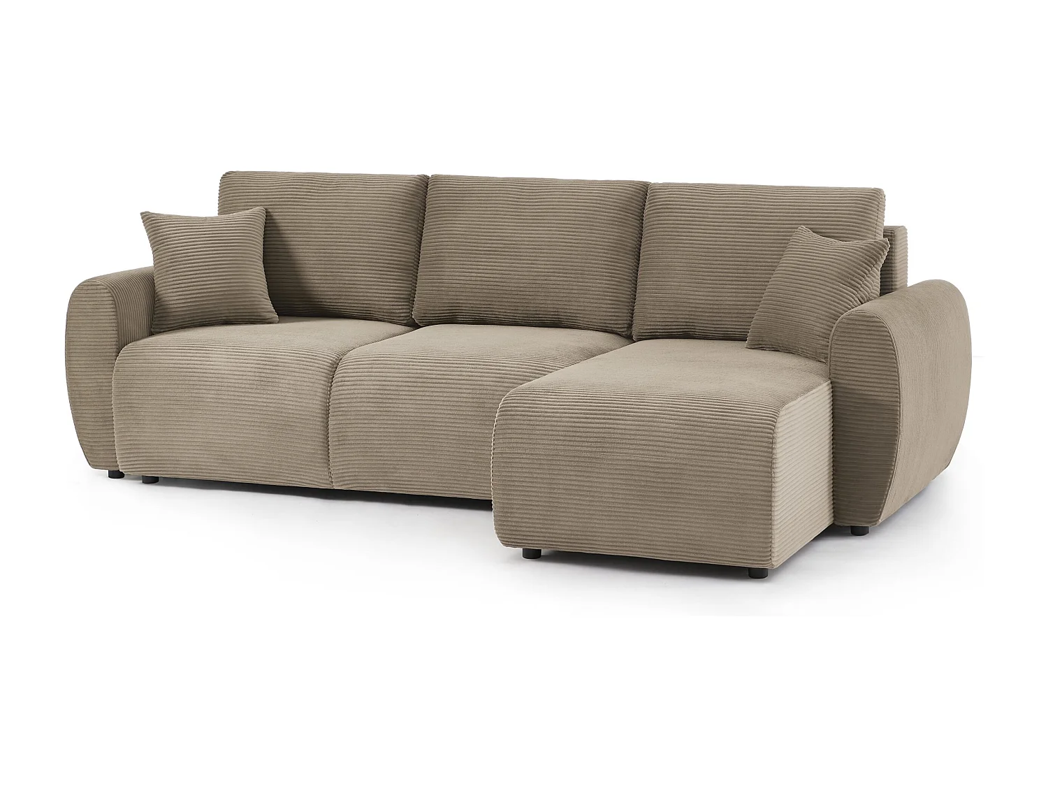 Canapé d'angle réversible convertible velours côtelé 4 places taupe KALYS