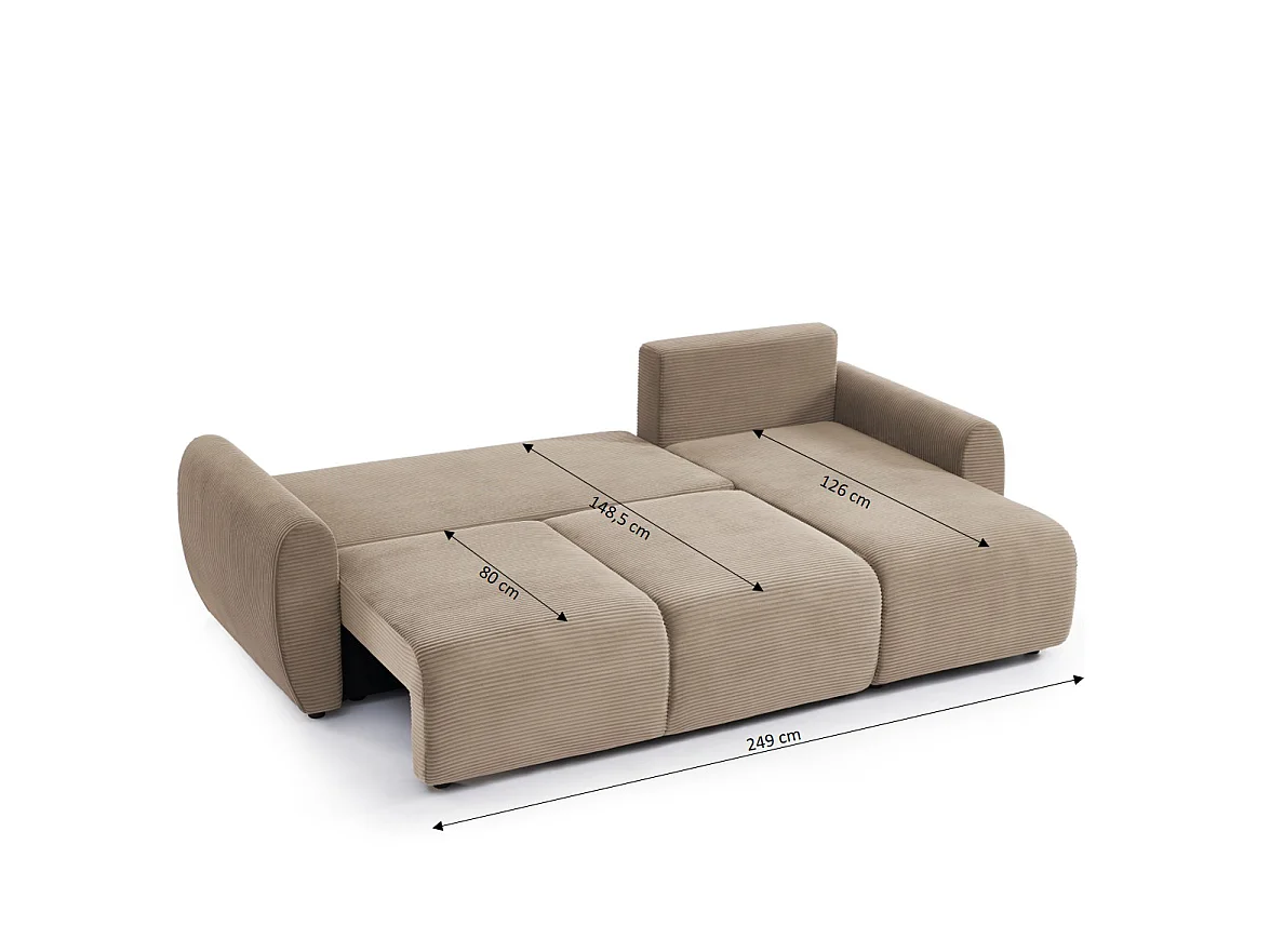 Canapé d'angle réversible convertible velours côtelé 4 places taupe KALYS