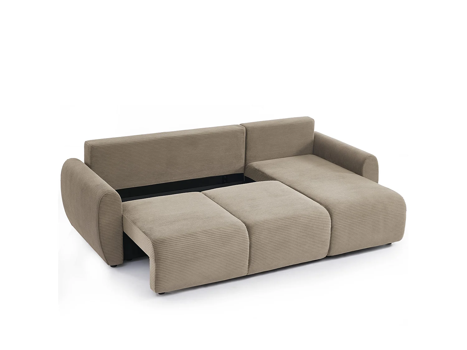 Canapé d'angle réversible convertible velours côtelé 4 places taupe KALYS