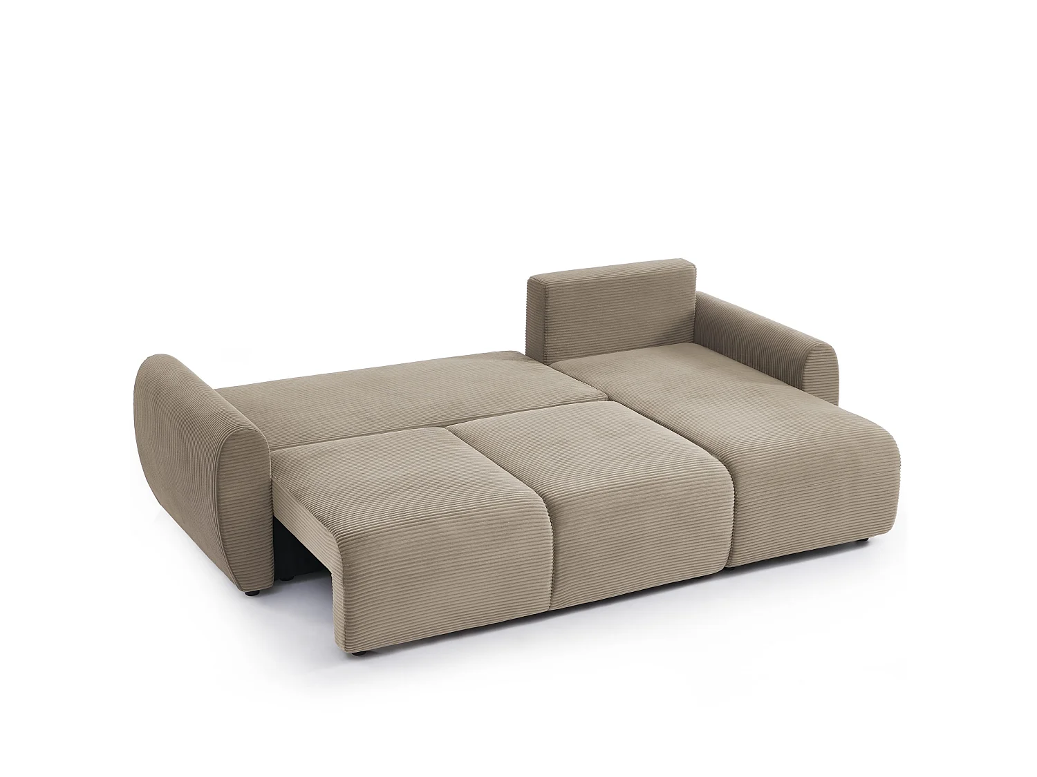 Canapé d'angle réversible convertible velours côtelé 4 places taupe KALYS