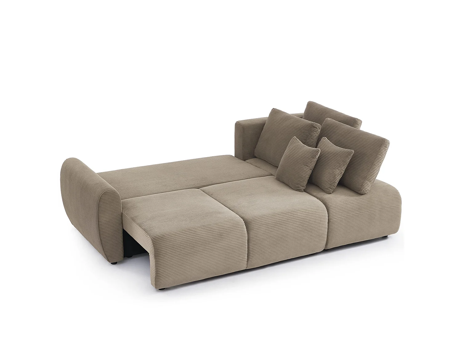 Canapé d'angle réversible convertible velours côtelé 4 places taupe KALYS
