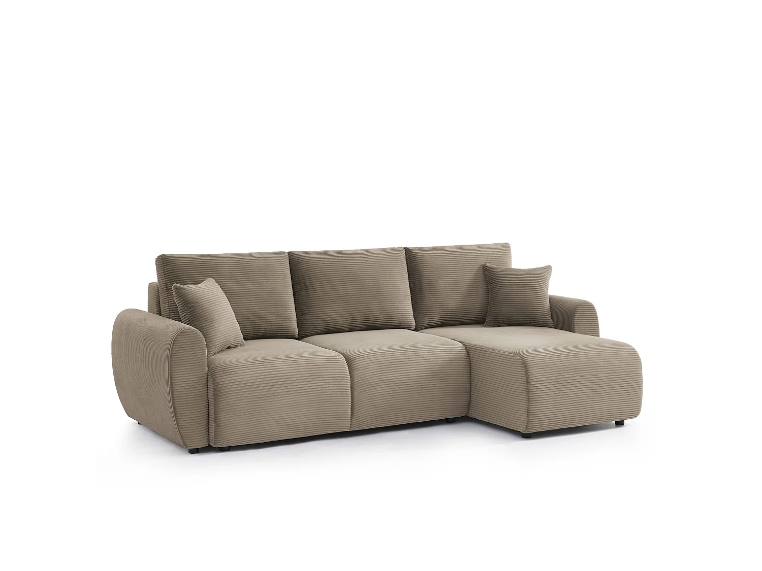 Canapé d'angle réversible convertible velours côtelé 4 places taupe KALYS