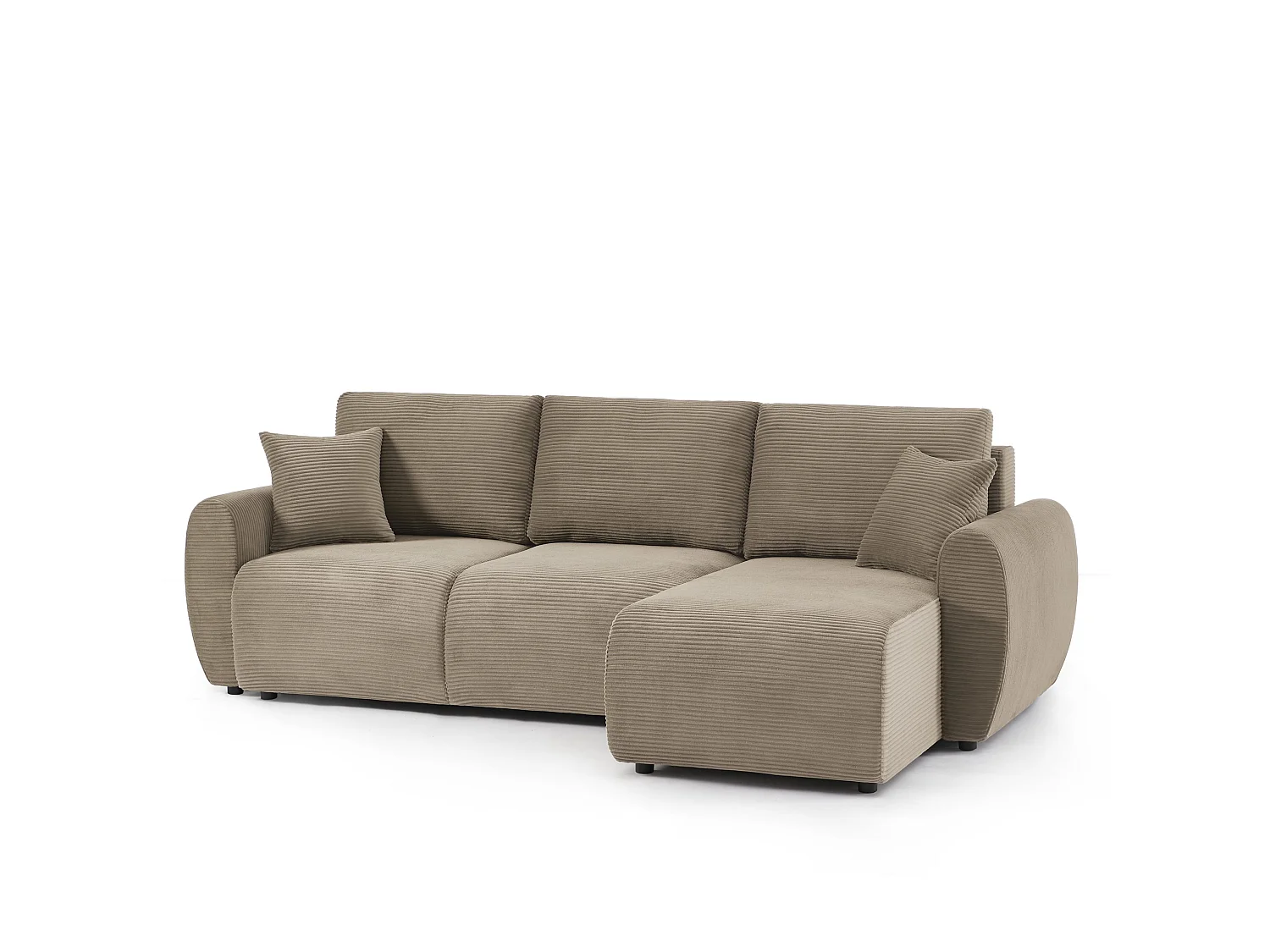 Canapé d'angle réversible convertible velours côtelé 4 places taupe KALYS