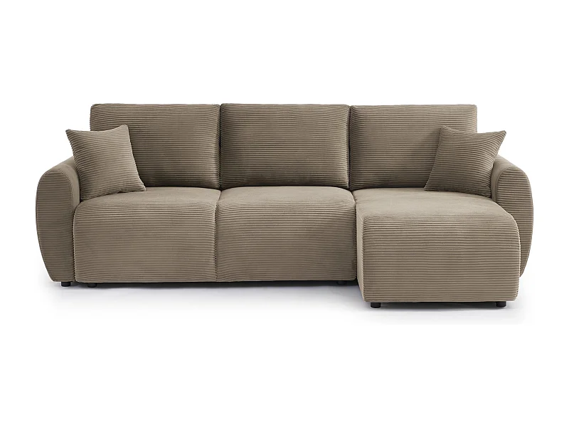 Canapé d'angle réversible convertible velours côtelé 4 places taupe KALYS