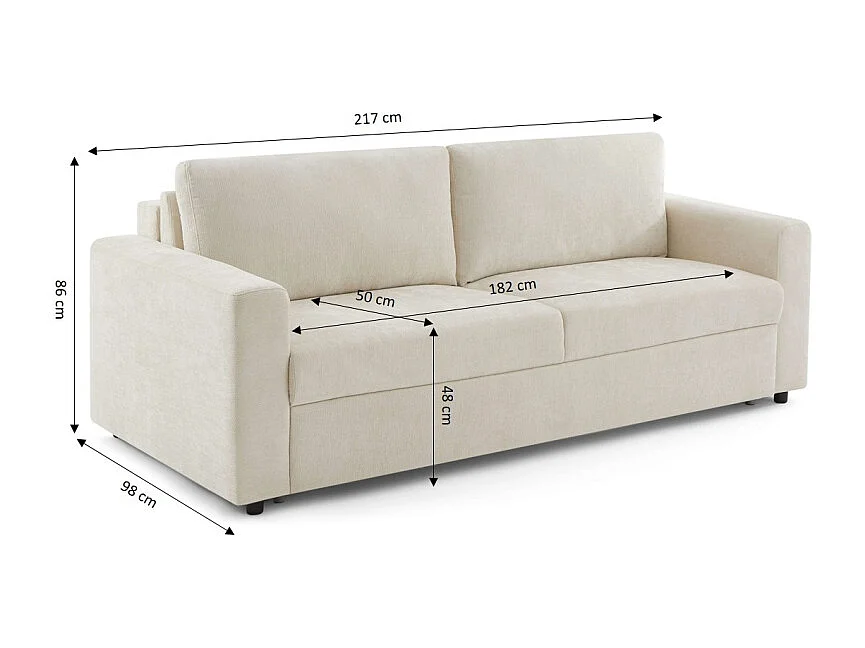Canapé droit convertible tissu 4 places beige ZAYEN