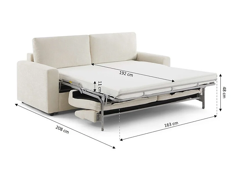 Canapé droit convertible tissu 4 places beige ZAYEN