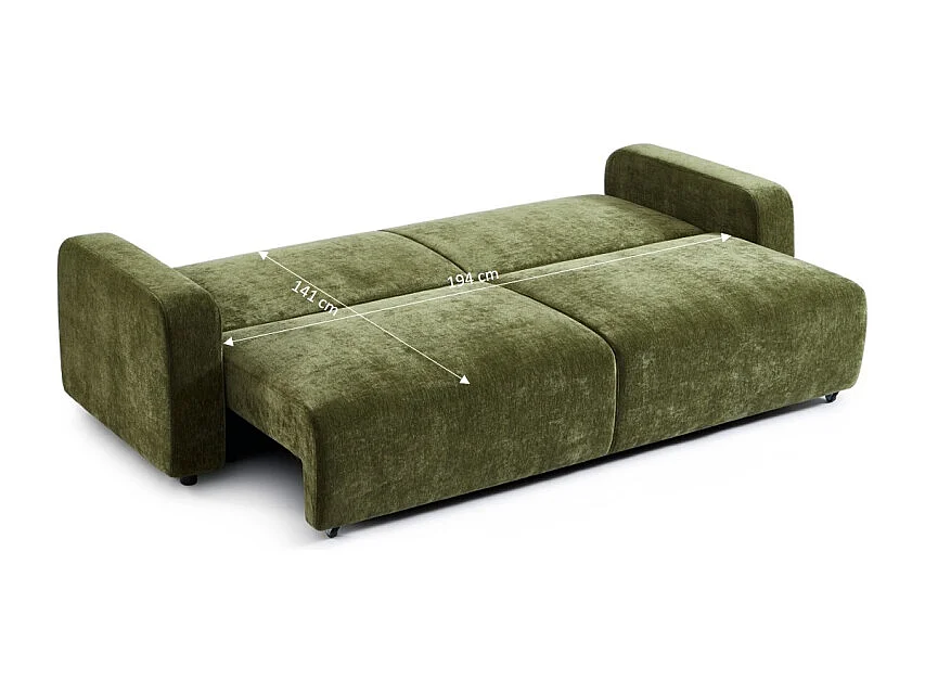 Canapé droit convertible tissu 3 places vert KYRON