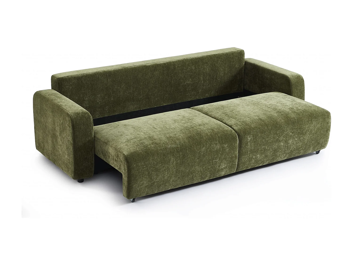 Canapé droit convertible tissu 3 places vert KYRON