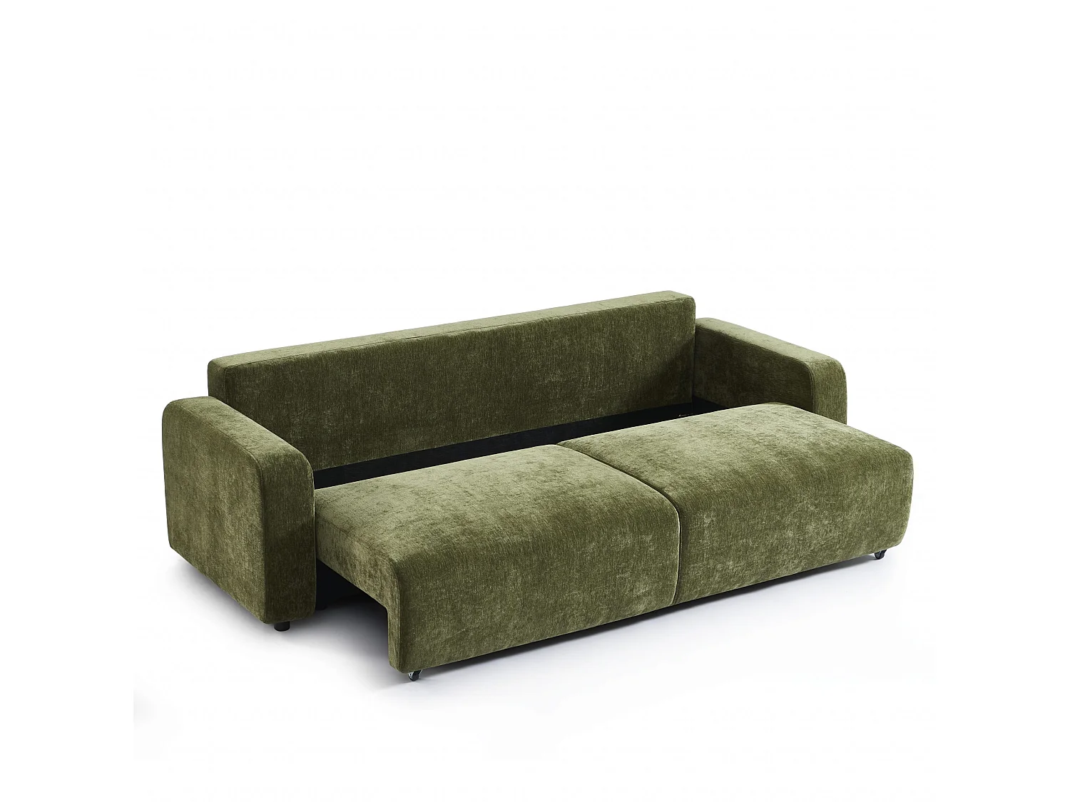 Canapé droit convertible tissu 3 places vert KYRON