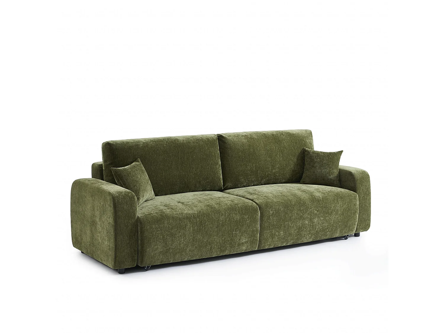 Canapé droit convertible tissu 3 places vert KYRON