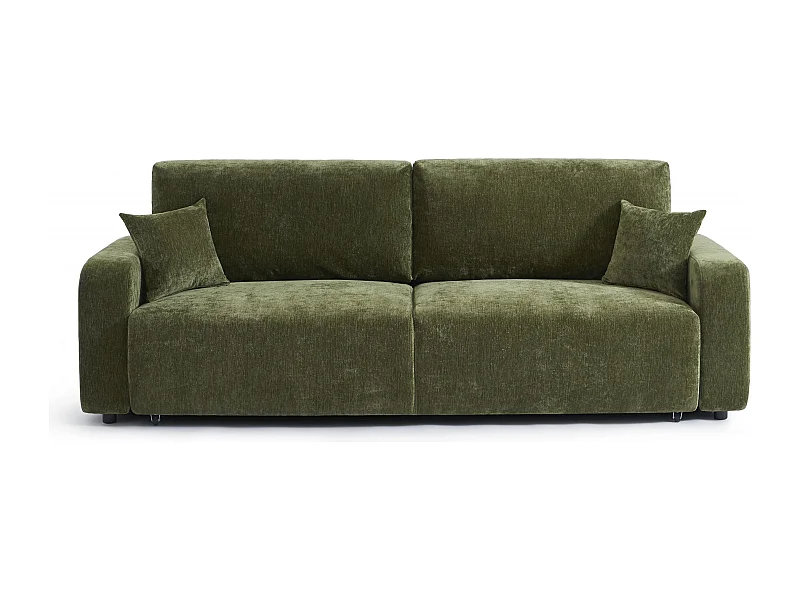 Canapé droit convertible tissu 3 places vert KYRON