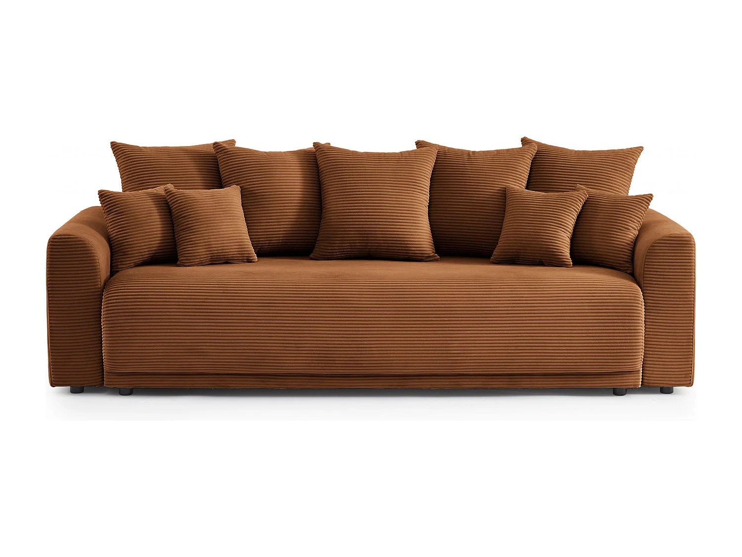 Canapé droit convertible velours 3 places terracotta ELVYN