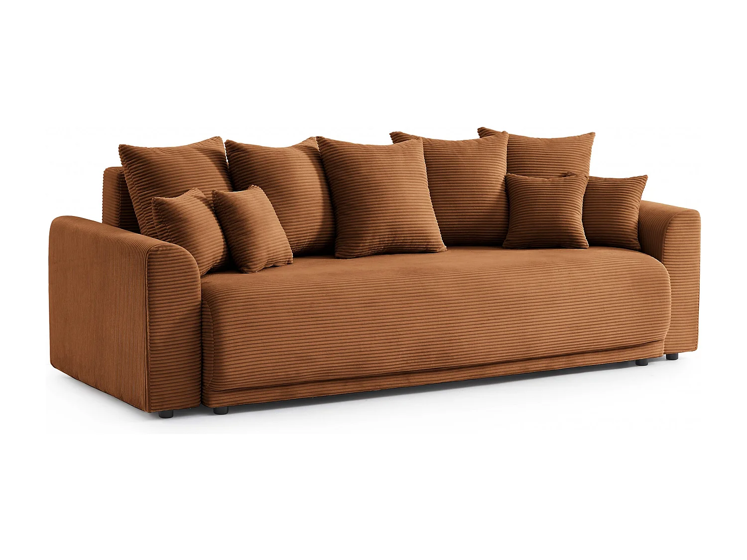 Canapé droit convertible velours 3 places terracotta ELVYN