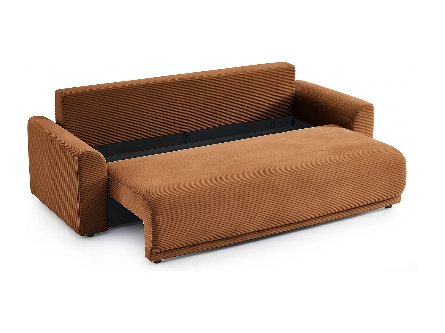 Canapé droit convertible velours 3 places terracotta ELVYN