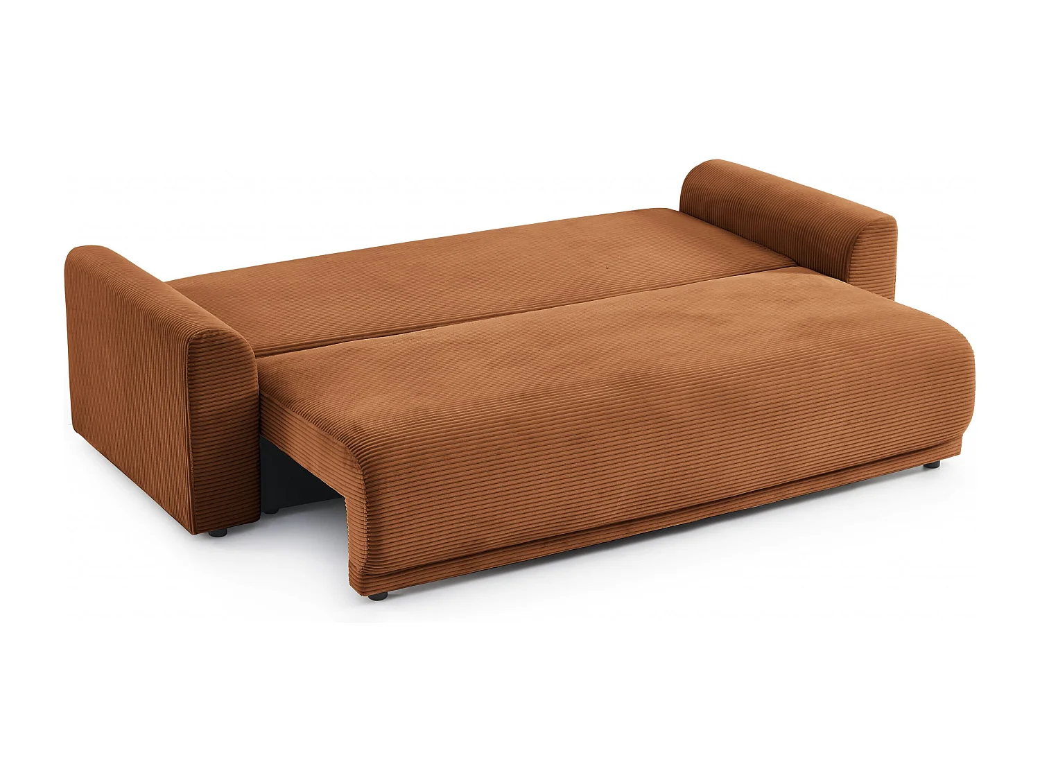 Canapé droit convertible velours 3 places terracotta ELVYN