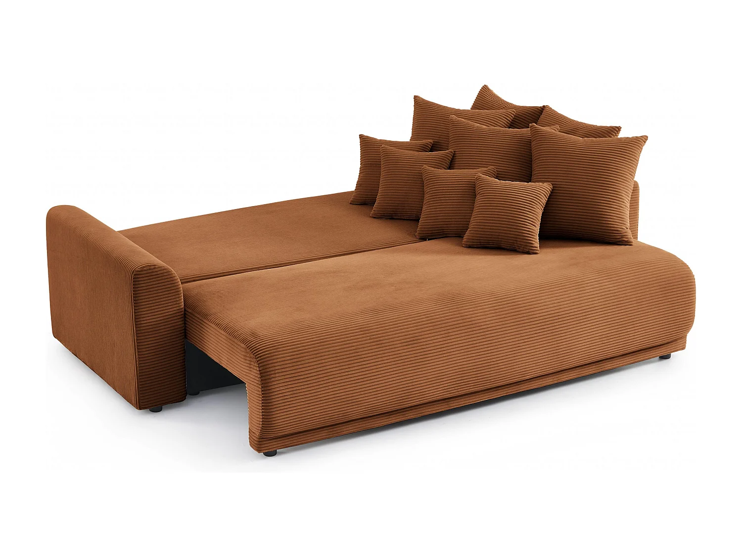 Canapé droit convertible velours 3 places terracotta ELVYN