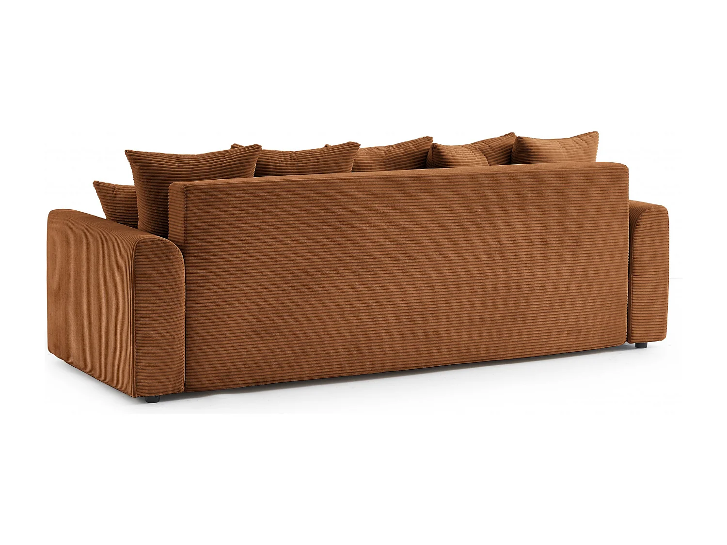 Canapé droit convertible velours 3 places terracotta ELVYN