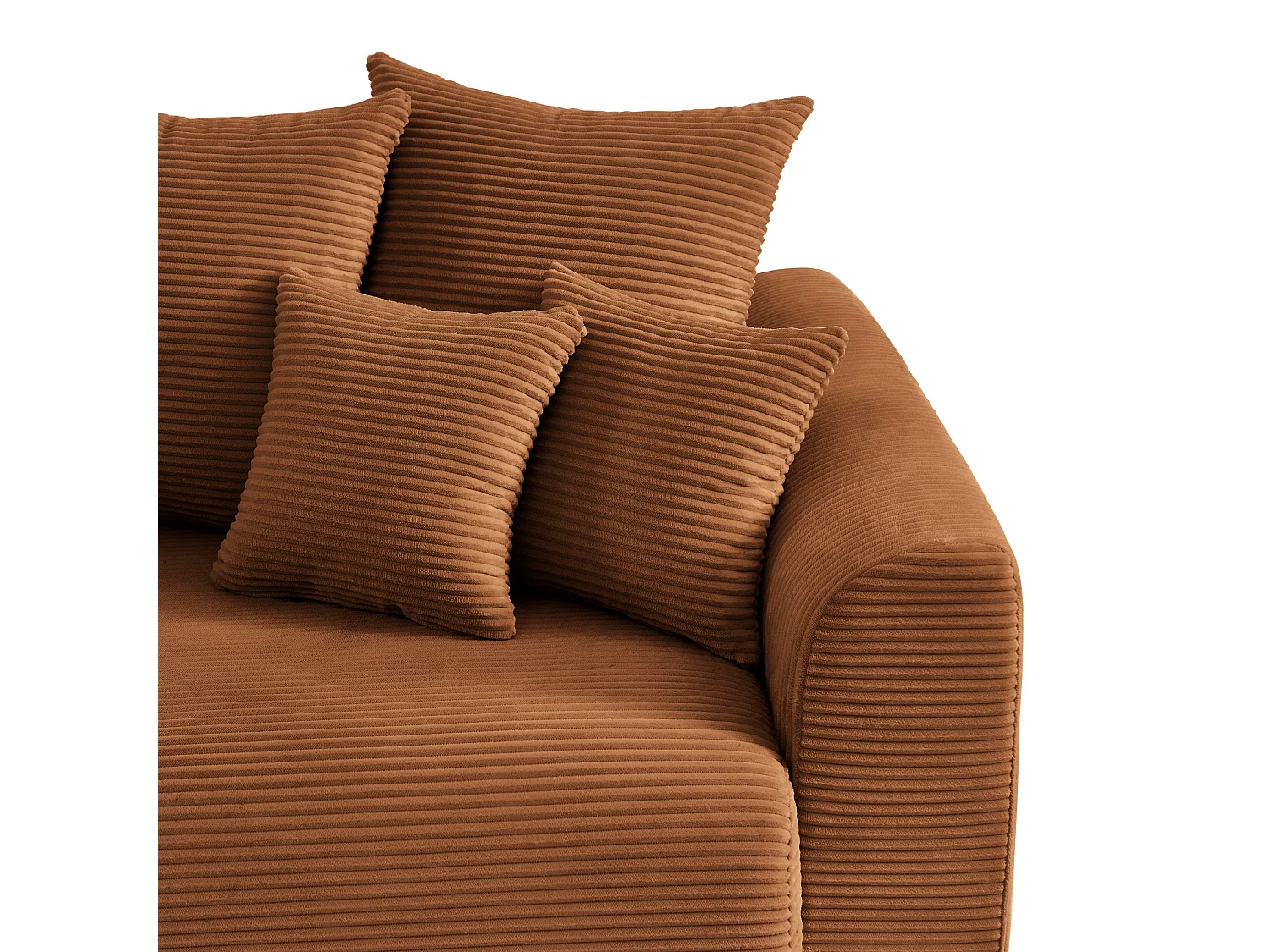 Canapé droit convertible velours 3 places terracotta ELVYN