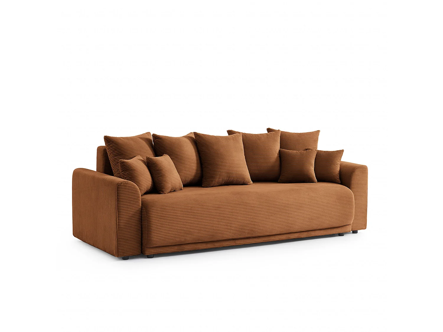 Canapé droit convertible velours 3 places terracotta ELVYN