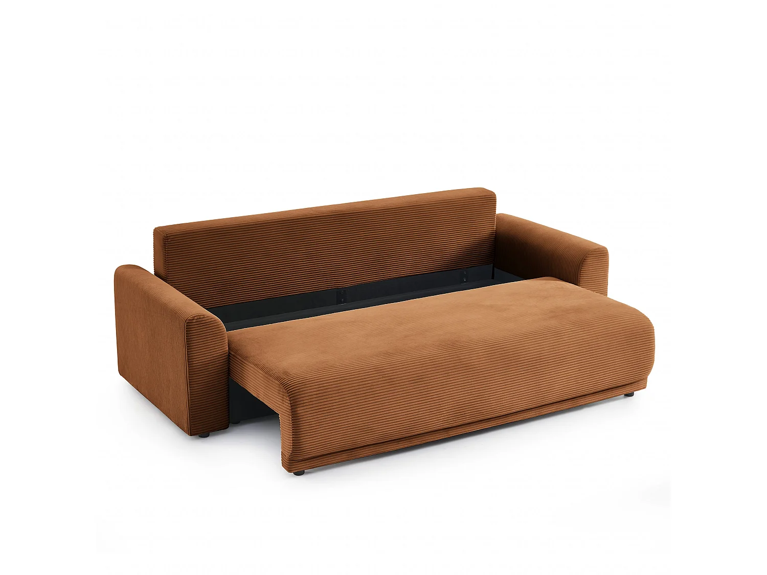 Canapé droit convertible velours 3 places terracotta ELVYN