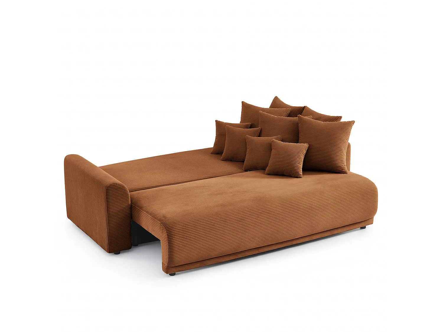 Canapé droit convertible velours 3 places terracotta ELVYN